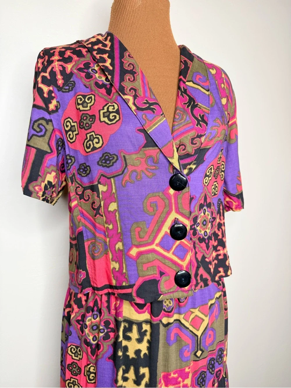 Vintage 2 Piece Skirt Set Multicolor Pattern Judy Tops Size Small